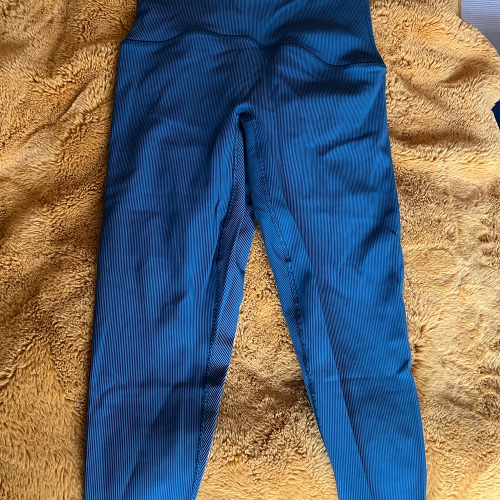 SPANX Women’s Teal Ribbed Compression Workout Leggings
